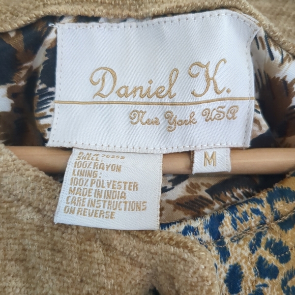 Black Cat Blazer Jacket Women's Medium Tan Patchwork Bead Embroidery Button - Picture 11 of 15